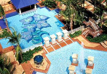 Aerial view of a resort swimming pool project